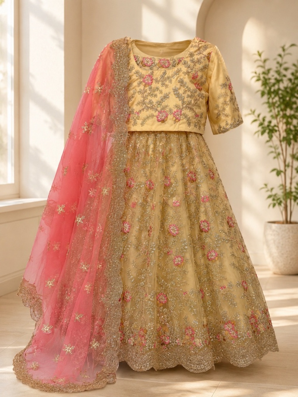 Embroidered Lehenga Choli Set with Dupatta | Blouse chest size 38 NWOT